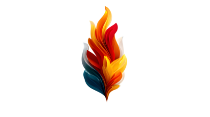 A glowing 3D flame icon with fiery red and orange gradients, symbolizing passion and energy, shown on white --ar 16:9 --v 7.0 --s 750