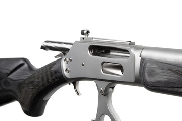 Close-up of stainless lever rifle bolt