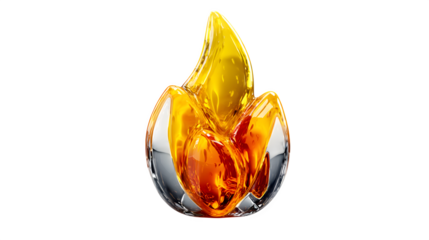 A glowing 3D flame icon with fiery orange and yellow hues, symbolizing passion and vitality, shown on white --ar 16:9 --v 7.0 --s 750