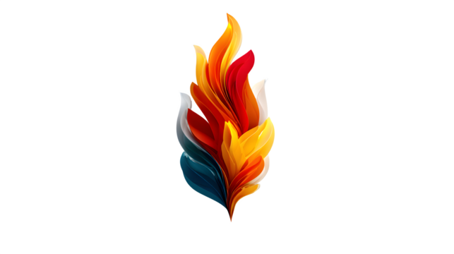 A glowing 3D flame icon with fiery red and orange gradients, symbolizing passion and energy, shown on white --ar 16:9 --v 7.0 --s 750