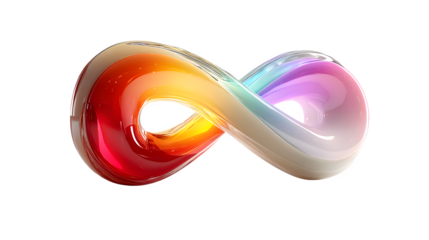 A glowing 3D infinity symbol in soft pastel gradients, symbolizing endless possibilities, displayed on white --ar 16:9 --v 7.0 --s 750