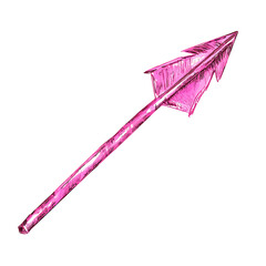 Bold Arrow with Striking Contours in Vivid Magenta Isolated on Transparent Background