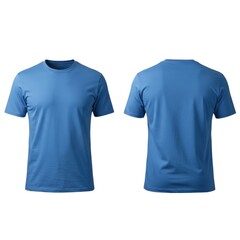 Blue t shirt mockup front and back on white background