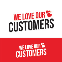 We love our customers logo Customers logo design vector we love our client logo design template
