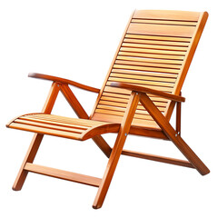 Contemporary Fold Away Wooden Beach Chair with a Sl Isolated on Transparent Background