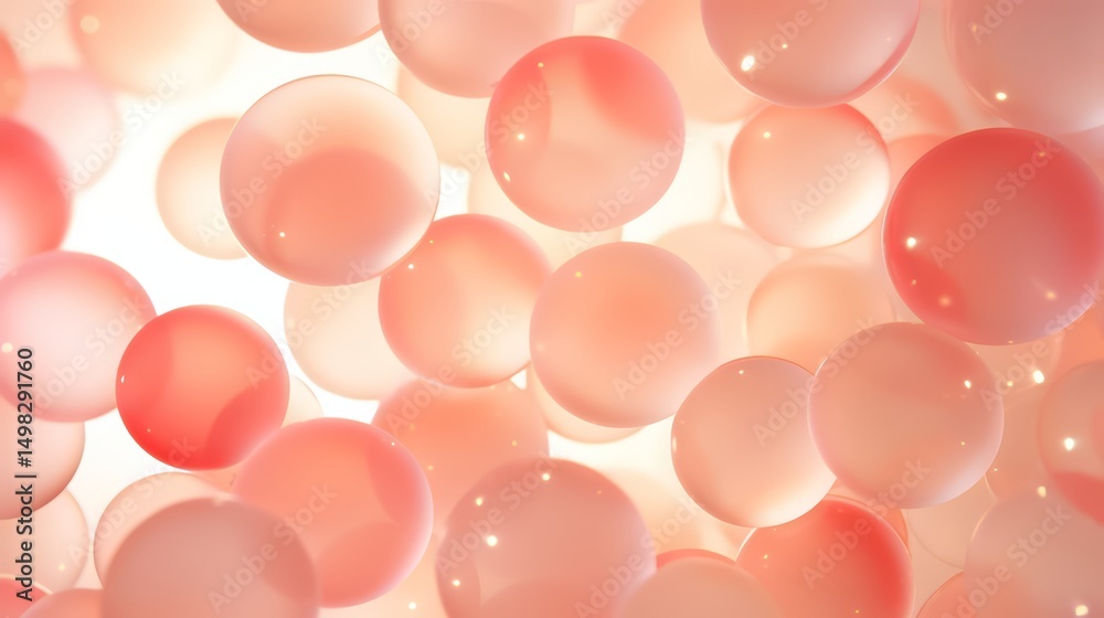 Aufkleber close up of many pink spheres. the spheres are all different sizes and are scattered throughout the 