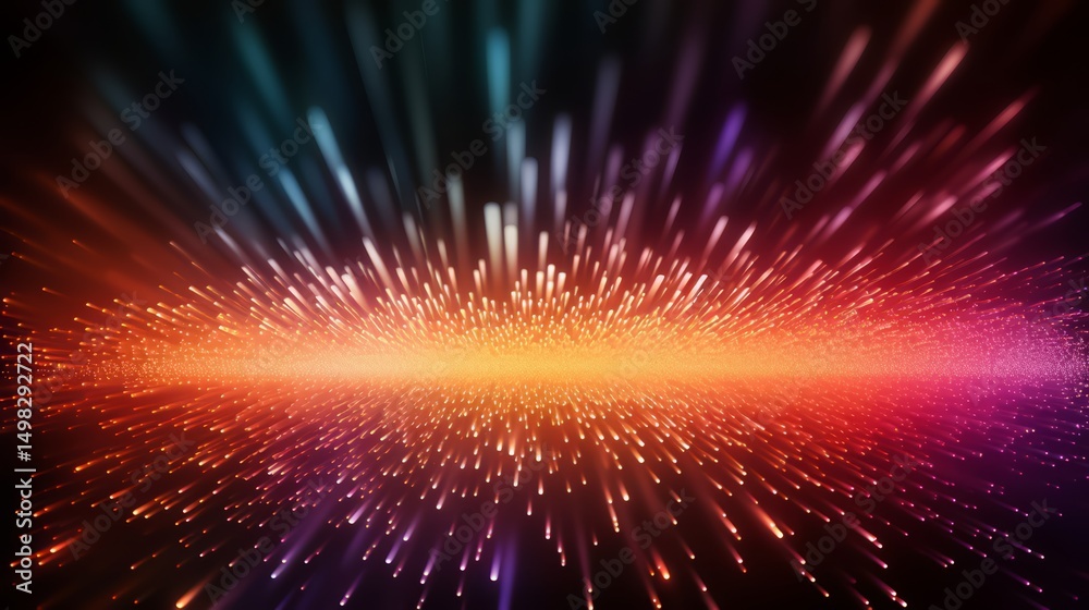 Poster Colorful explosion of light and color. The image is a vibrant and dynamic representation of a burst of energy