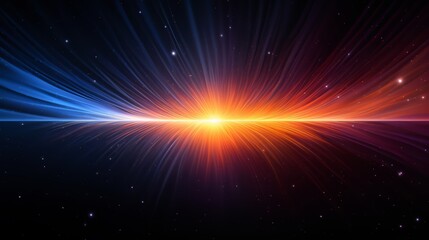 Colorful galaxy with a bright orange sun in the middle. The colors are vibrant and the sun is the focal point of the image