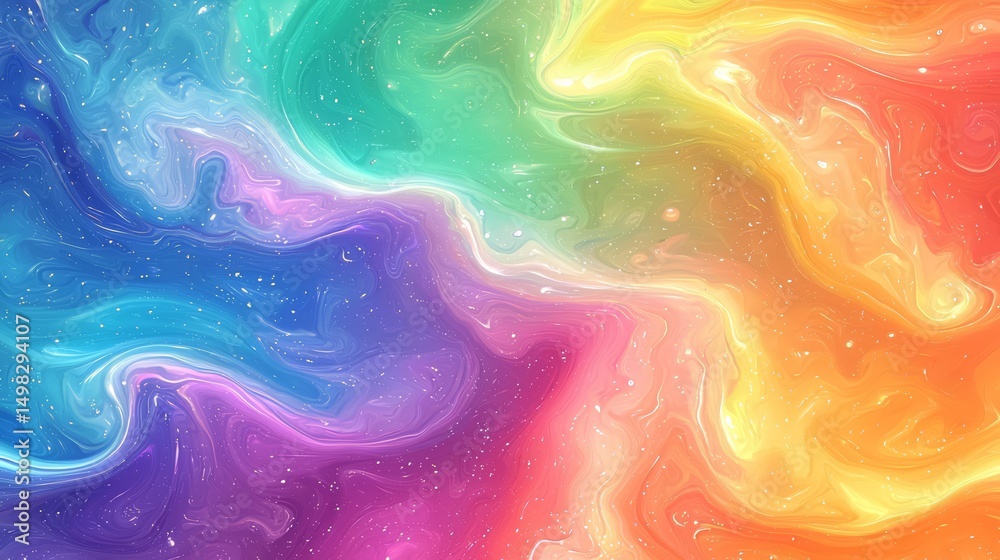 Poster colorful swirl of paint with a starburst pattern. the colors are bright and vibrant, creating a sens