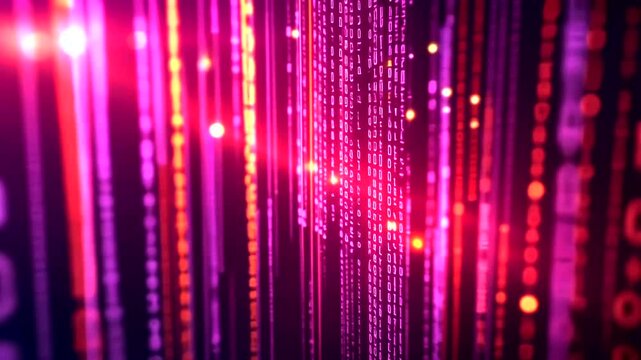 Vibrant Abstract Data Stream with Binary Code