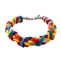 Vibrant Woven Anklet with Bold Interlaced Strands Isolated on Transparent Background