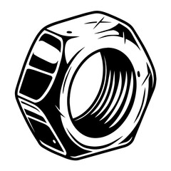 Metal Hex Nut with Thread – Mechanics, Engineering, Tools, and Industrial Hardware. Construction Branding, Workshop, and Technical 