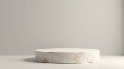Elegant Marble Round Pedestal on a Neutral Background, Perfect for Product Display and Showcase