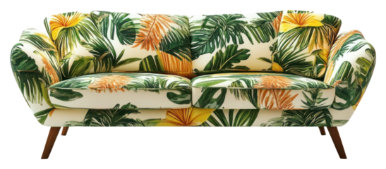 PNG Tropical pattern modern sofa furniture comfortable upholstered.