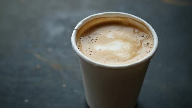 Filling a cup with freshly brewed coffee: rich foam swirls captured in motion