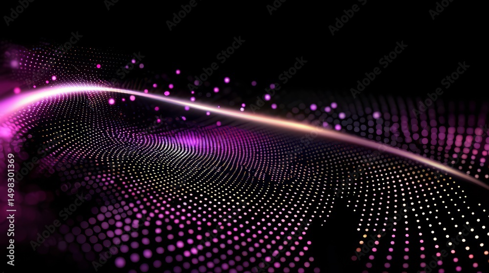 Fototapete Purple and gold swirl of dots. The dots are arranged in a way that creates a sense of movement and energy. The colors and patterns evoke a feeling of excitement and wonder