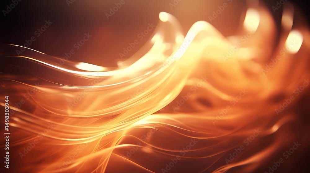 Poster the image is a colorful, abstract painting of a flame. the orange and yellow colors create a warm an