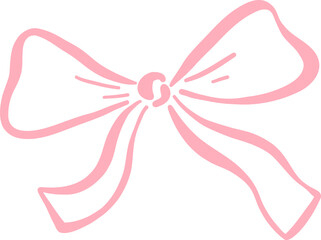 Soft Pink Hand-Drawn Bow with Loose Ribbon Ends
