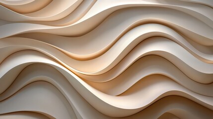 Obraz premium The image is a white and brown wave with a lot of detail. The wave is very long and has a lot of texture. The colors are very bright and the wave looks like it is moving. Scene is very calming