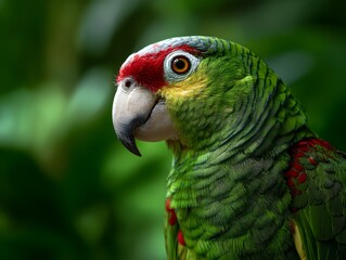 Experience Vibrant Color with a Tropical Parrot Perched in a Close-Up Profile Shot Revealing Feather Detail