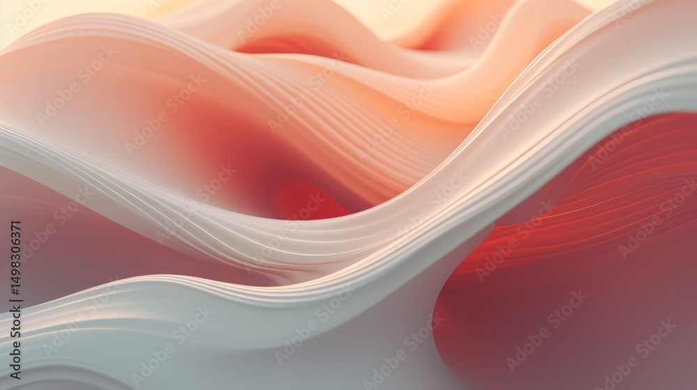 Fototapete white and red wave with a red line in the middle. the wave is very long and has a lot of detail