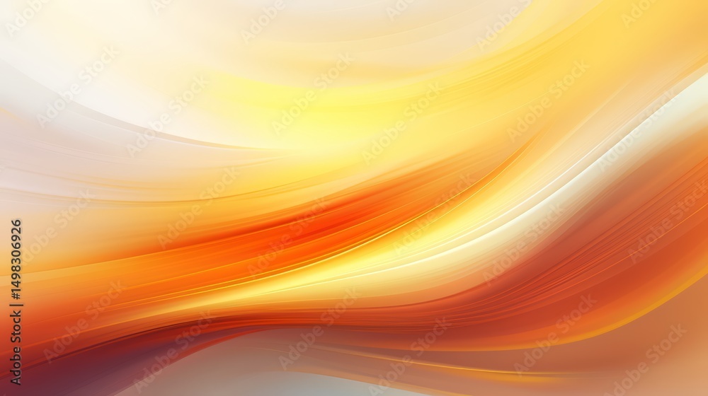 Aufkleber Yellow and white background with a wave pattern. The background is a mix of orange and white, creating a warm and inviting atmosphere. The wave pattern adds a sense of movement