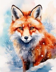Fototapeta premium Aquarell roter Fuchs