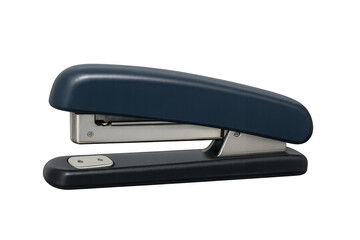 Blue stapler sitting on transparent surface, supporting workplace organization