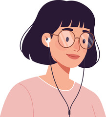 Young woman with glasses and earphones Illustration