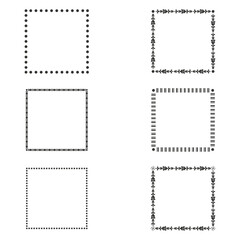 Dotted square frame. Circular dot shape. Geometric vector border. Simple black outline.