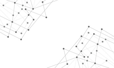 Website header or banner design with abstract geometric background and connecting dots and lines. Global network connection. Digital technology with plexus background and space for your text