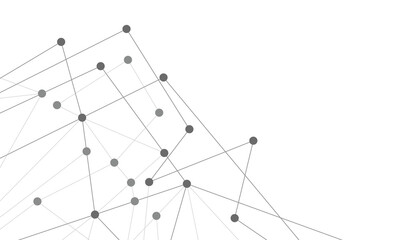 Website header or banner design with abstract geometric background and connecting dots and lines. Global network connection. Digital technology with plexus background and space for your text