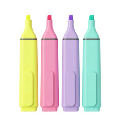 Set of four pastel highlighter markers