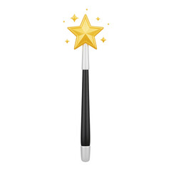 Magic wand with gold star and sparkles