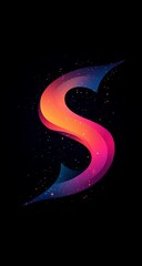 Abstract S Letter with Cosmic Design.