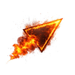 A Glowing Plasma Cut Arrow with Molten Lava Splashes Isolated on Transparent Background