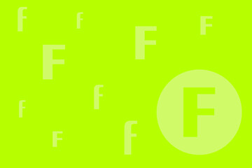 Bright abstract design featuring varying shades of green and the letter F in different sizes and styles