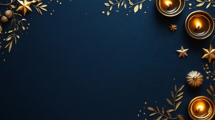Blank diwali wishcard golden oil lamps and star motifs traditional festive elements no text culturally respectful and Adobe Stock compliant