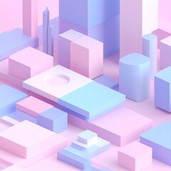 Fototapeta premium Abstract Pastel Geometric Shapes 3D Digital Workspace Icon