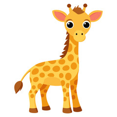 Fototapeta premium Cute cartoon giraffe isolated on white background. Side view. Vector illustration.