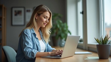 Obraz premium woman working on laptop