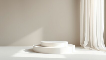 minimalist white podium product display