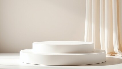 minimalist white podium product display
