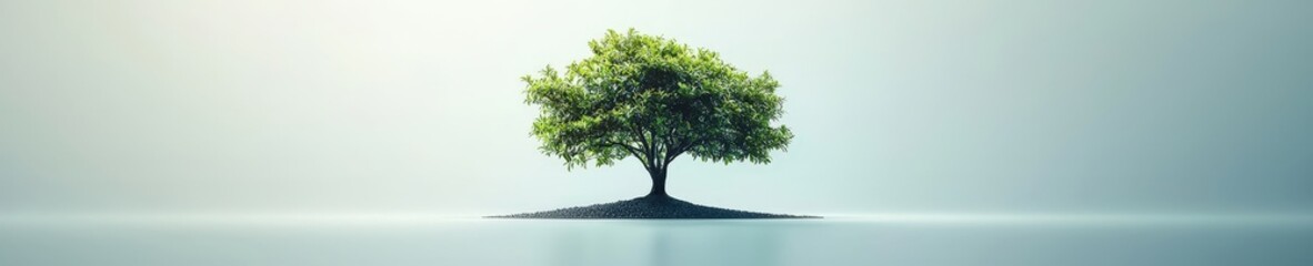 Obraz premium A tree is standing on a small island in the middle of a body of water