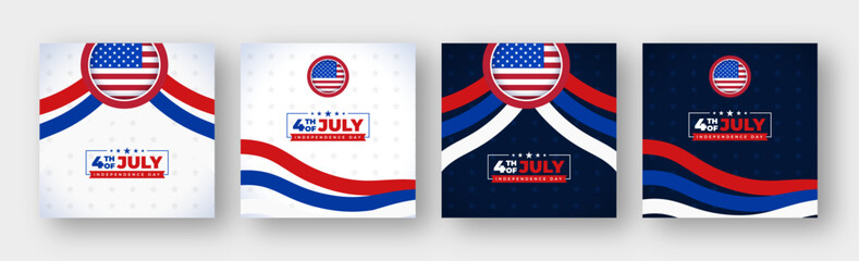 4th of July social media post web banner with USA flag | United States Independence Day banner | Happy Fourth of July