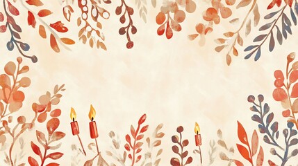 Blank hanukkah wishcard candles warm hues traditional festive elements no text culturally respectful and Adobe Stock compliant