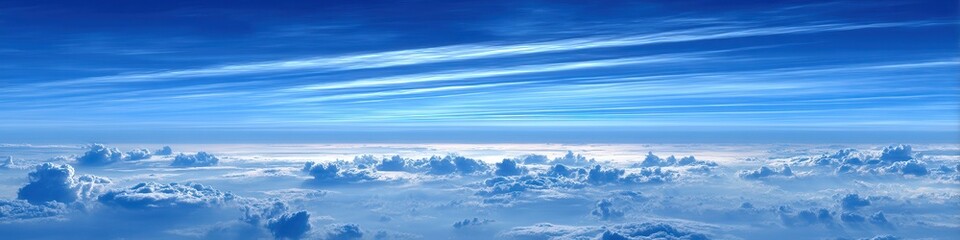 高高度からの雲海と空のグラデーション