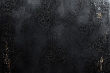 Obraz premium Black textured surface with rough, uneven patches and small areas of worn, brownish-gold discoloration