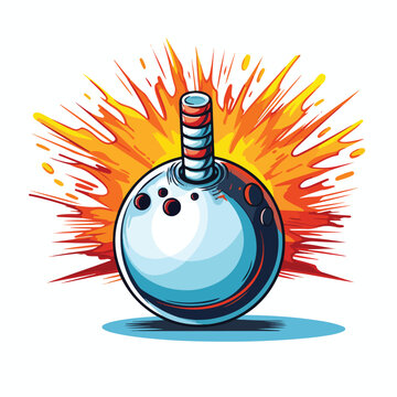 recommend clip art: Professional Bowling Ball and Pin Game Equipment Line Vector Illustration
