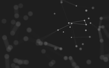 Fototapeta premium Abstract background. Molecules technology with polygonal shapes, connecting dots and lines. Connection structure. Big data visualization.